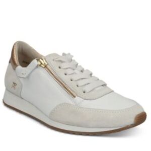 Paul Green Dixie Lace Up Zippers Sneakers White & Gold Size